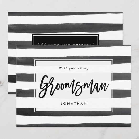 zwart wit ben je mijn groomsman bedankkaart (Voorkant / Achterkant)