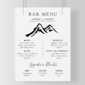 Zwart Wit Berg Kalligrafie Bruiloft Bar Menu Poster