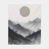 Zwart-wit berglandschap fleece deken (Voorkant)