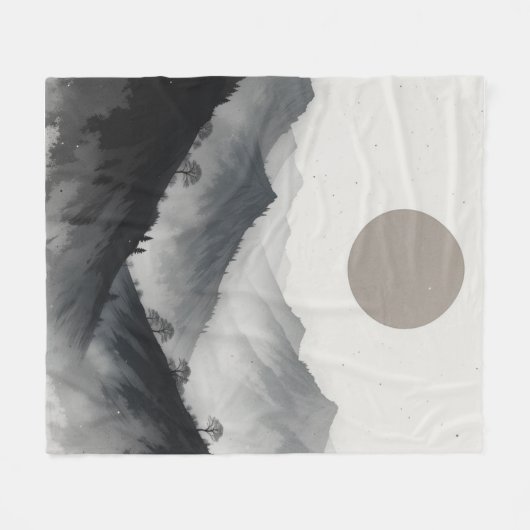 Zwart-wit berglandschap fleece deken (Voorkant (Horizontaal))