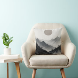 Zwart-wit berglandschap kussen