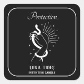 Zwart-wit beschermingstiplabel vierkante sticker (Voorkant)