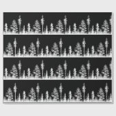 Zwart-wit besneeuwd winterbos groot cadeaupapier (Vlak)