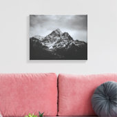 Zwart-wit besneeuwde berg afbeelding op canvas afdruk (Insitu (Woonkamer))
