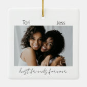 Zwart-wit Best Friends Foto Ornament (Achterkant)