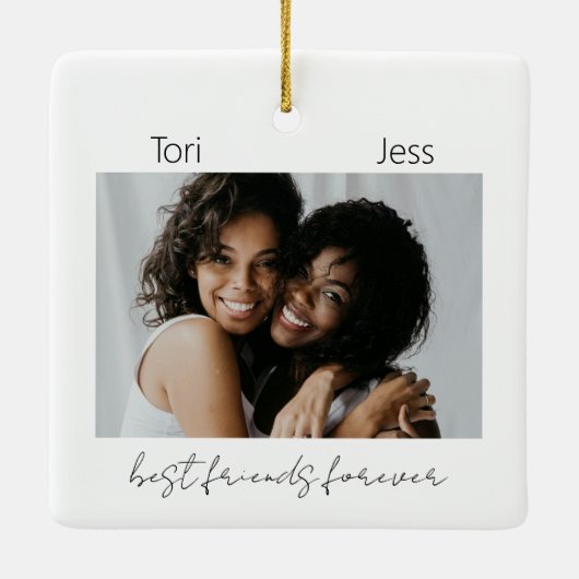 Zwart-wit Best Friends Foto Ornament (Achterkant)