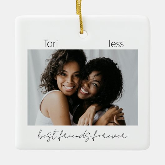 Zwart-wit Best Friends Foto Ornament (Voorkant)