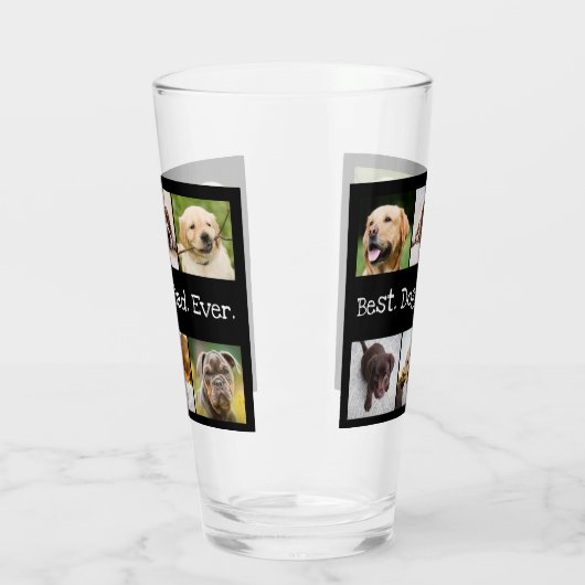 Zwart-wit Beste Hond Papa Ooit 6 Fotocollage Glas (Links)
