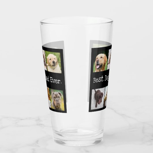 Zwart-wit Beste Hond Papa Ooit 6 Fotocollage Glas (Rechts)