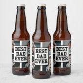 Zwart wit Beste pap ooit Aangepast Foto Afbeelding Bier Etiket (Flessen)