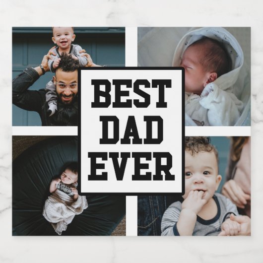 Zwart wit Beste pap ooit Aangepast Foto Afbeelding Bier Etiket (Enkel label)