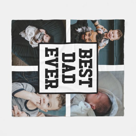 Zwart wit Beste pap ooit Aangepast Foto Afbeelding Fleece Deken (Voorkant (Horizontaal))