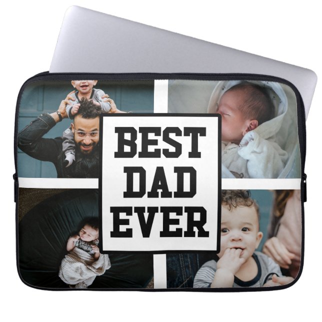 Zwart wit Beste pap ooit Aangepast Foto Afbeelding Laptop Sleeve (Voorkant)