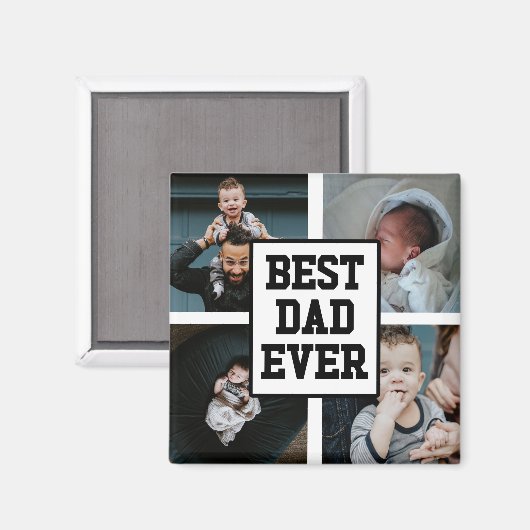 Zwart wit Beste pap ooit Aangepast Foto Afbeelding Magneet (Voorkant / Achterkant)