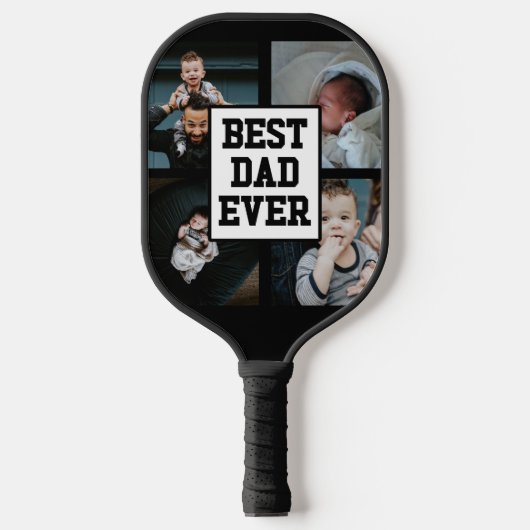 Zwart wit Beste pap ooit Aangepast Foto Afbeelding Pickleball Paddle (Voorkant)
