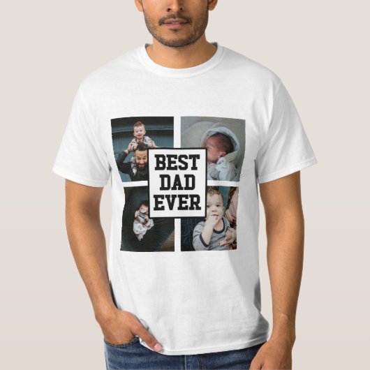 Zwart wit Beste pap ooit Aangepast Foto Afbeelding T-shirt (Voorkant)