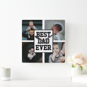 Zwart wit Beste pap ooit Aangepast Foto Afbeelding Vierkante Klok (Huis)