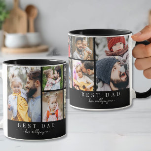Zwart Wit Beste Papa Foto Collage Mok