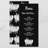 Zwart-wit bestek ontwerp menu 4x9 inch (Voorkant / Achterkant)