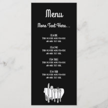 Zwart-wit bestek ontwerp menu 4x9 inch