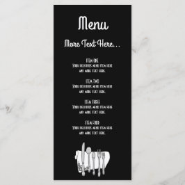 Zwart-wit bestek ontwerp menu 4x9 inch