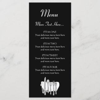Zwart-wit bestek ontwerp menu 4x9 inch