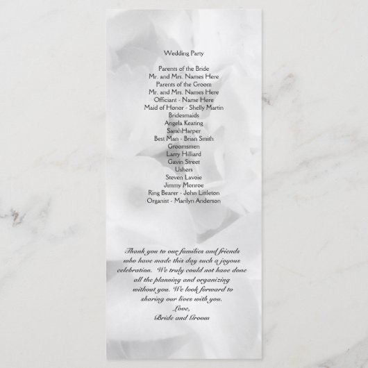 Zwart-wit betaalbaar langlopend programma programmakaart (Achterkant)