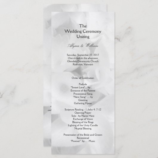 Zwart-wit betaalbaar langlopend programma programmakaart (Voorkant / Achterkant)