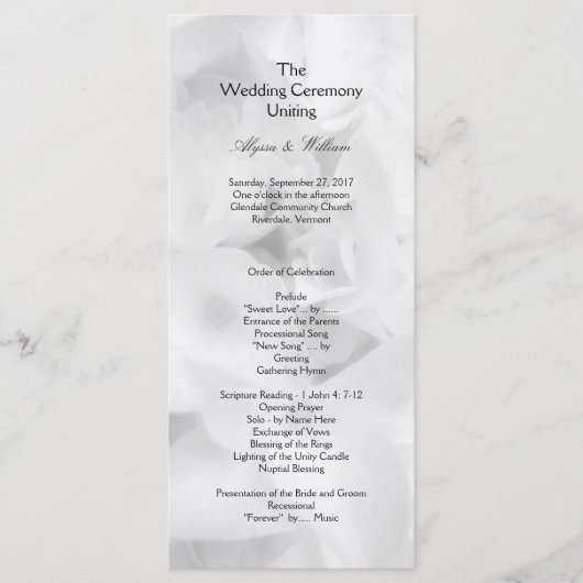 Zwart-wit betaalbaar langlopend programma programmakaart (Voorkant)