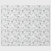 Zwart & Wit Betoverde Tuin Hummingbird Bloemen Cadeaupapier (Vlak)