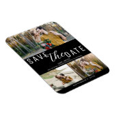 Zwart & Wit Bewaar de datum Bruiloft 3 Foto's Magneet (Rechterzijde)