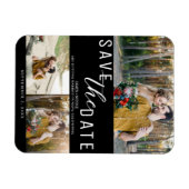 Zwart & Wit Bewaar de datum Bruiloft 3 Foto's Magneet (Horizontaal)