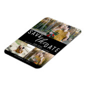 Zwart & Wit Bewaar de datum Bruiloft 3 Foto's Magneet (Linkerzijde)