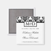 Zwart-wit Bewaar de datum bruiloft magneet (Voorkant / Achterkant)