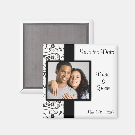 Zwart-wit Bewaar de datum Fotomagneten Magneet (Voorkant / Achterkant)