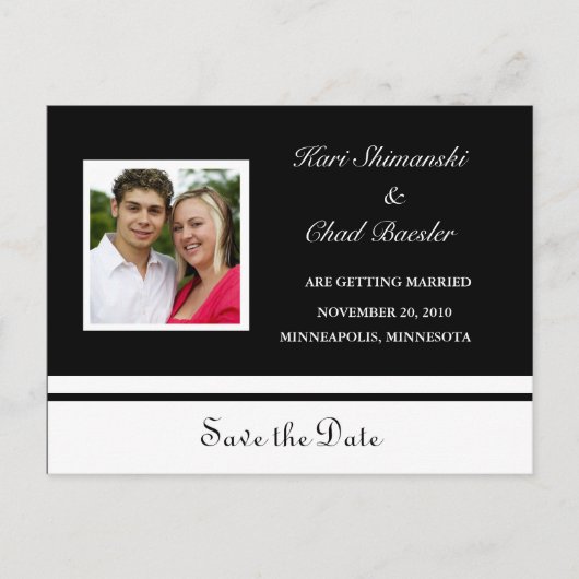 Zwart-wit Bewaar de datum met foto Aankondigingskaart (Voorkant)
