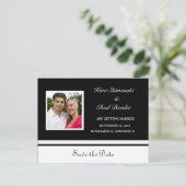 Zwart-wit Bewaar de datum met foto Aankondigingskaart (Staand voorkant)