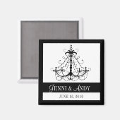 Zwart Wit Bewaar de datum Namen Bruiloft Magneten (Voorkant / Achterkant)