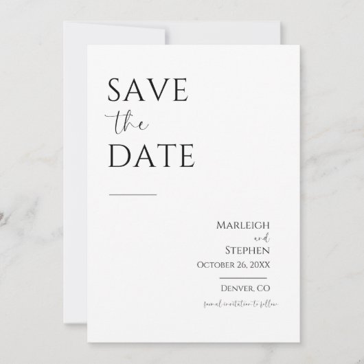Zwart Wit Bewaar de datum Save The Date (Voorkant)