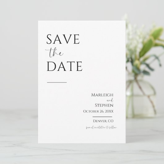 Zwart Wit Bewaar de datum Save The Date (Staand voorkant)