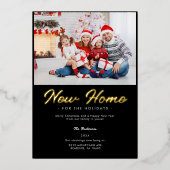 Zwart wit bewegende aankondiging vakantie foto gou (Voorkant)