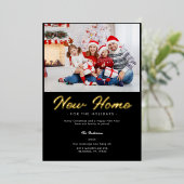 Zwart wit bewegende aankondiging vakantie foto gou (Staand Voorkant)