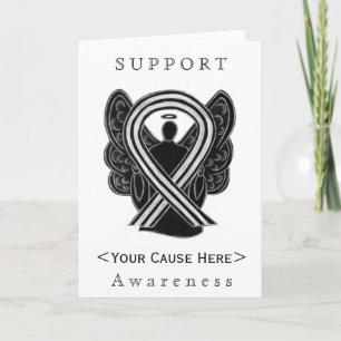 Zwart-wit bewustzijn Ribbon Angel - Aangepaste kaa Kaart