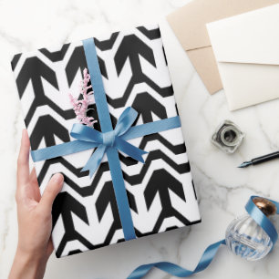 Zwart-wit bidirectioneel golfpatroon cadeaupapier