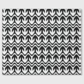 Zwart-wit bidirectioneel golfpatroon cadeaupapier (Vlak)