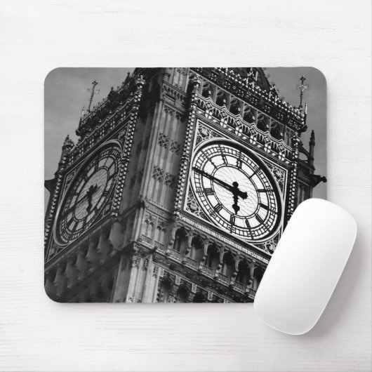 Zwart & Wit Big Ben Clock Tower Reizen Europa Muismat (Met muis)