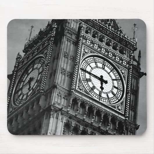Zwart & Wit Big Ben Clock Tower Reizen Europa Muismat (Voorkant)
