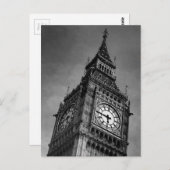 Zwart-wit Big Ben Europe Reiskunstfoto Briefkaart (Voorkant / Achterkant)