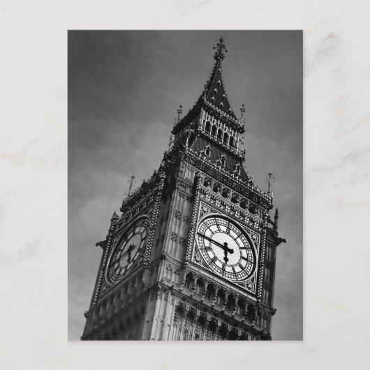 Zwart-wit Big Ben Europe Reiskunstfoto Briefkaart (Voorkant)