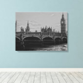 Zwart-wit Big Ben Tower Palace of Westminster Canvas Afdruk (Insitu (Houten vloer))